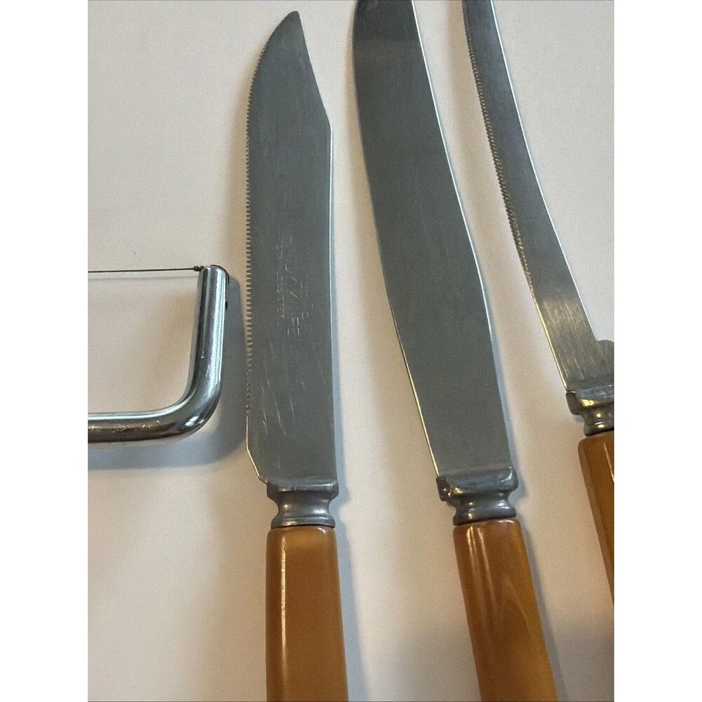Vintage Bakelite Caramel Butterscotch Knives Knife and Cheese Slicer